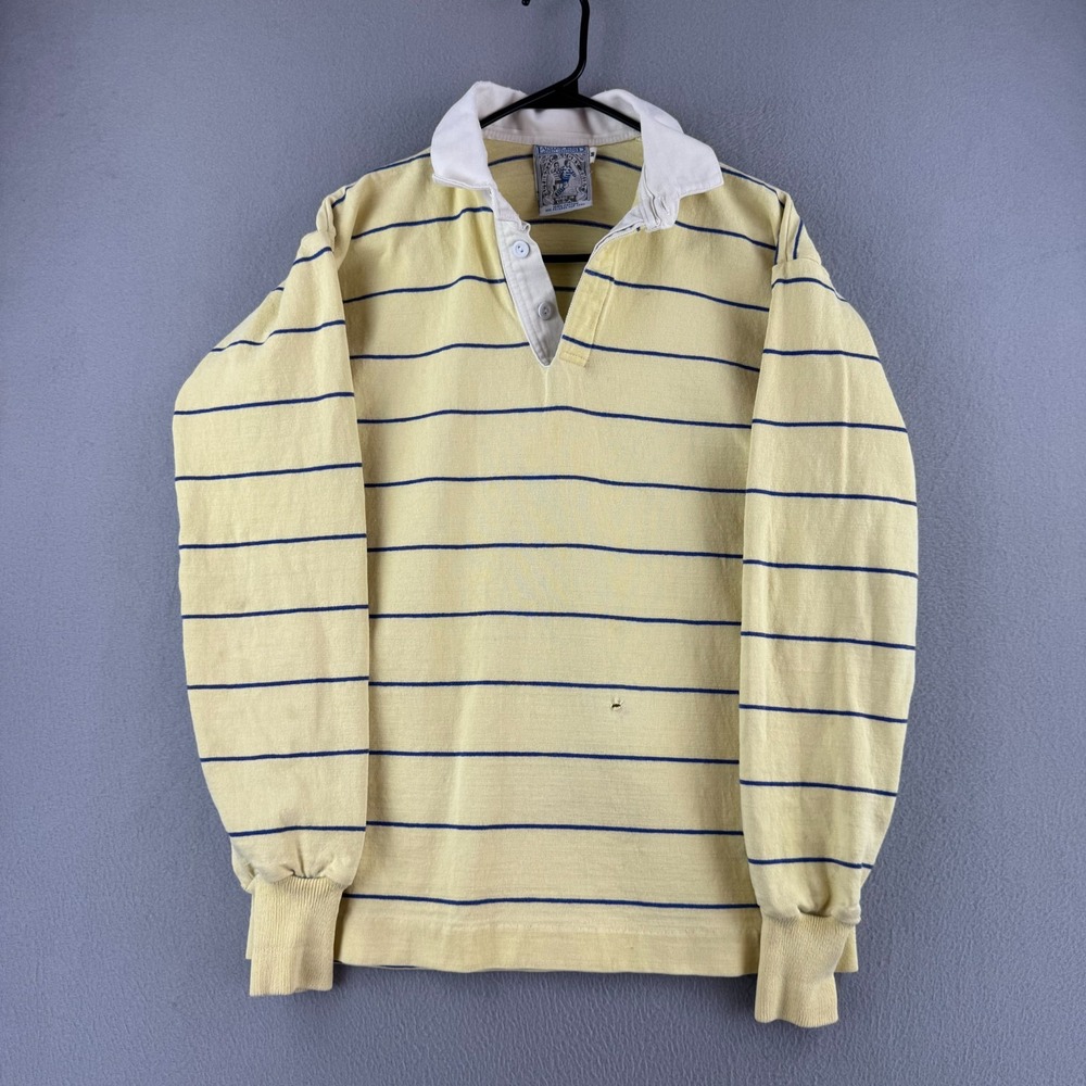 Vintage Lands End Rugby Shirt Mens Medium Cotton 80s Polo Made in USA